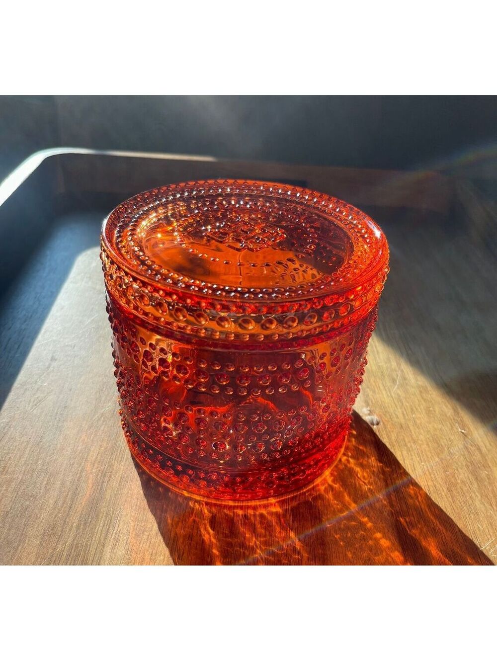 HomeWorx by Harry Slatin Amber Glass Jar with Lid- Trinket Box-Fall Decor